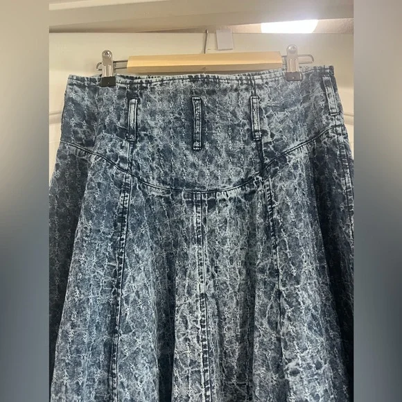 True Vintage Blue Denim Pleated Long Button Down Skirt Women’s Size XS/S Western - Picture 7 of 9